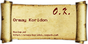 Ormay Koridon névjegykártya
